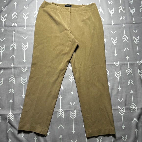 Talbots Woman Heritage Khaki Tan Elastic Waist Career Dress‎ Pants 14W Preppy - Picture 2 of 9
